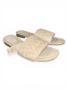 NWT Women's Ariella Woven Raffia Slide
Sandals- A New Day Cream/White